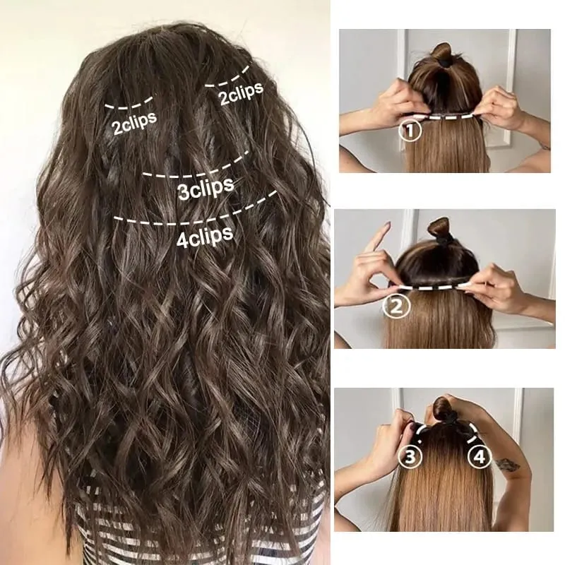 12Inch Synthetic Short Wavy Curly Hair Extension 4pcs/set Clip in Hair Easy to Wear for Women Party Use Daily — image 6
