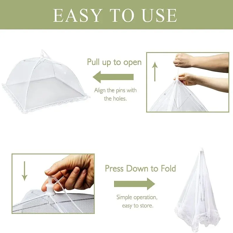 Large pop-up white mesh food cover tent - foldable and washable suitable for outdoor picnics barbecues and parties