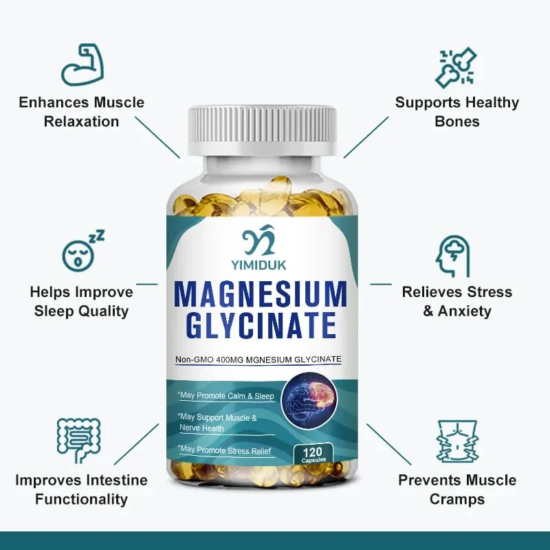 Achetez-en 1, obtenez-en 1 gratuitement ! Supplément de glycinate de magnésium pur pour un sommeil profond et un soulagement du stress, aide à la relaxation musculaire et au système nerveux