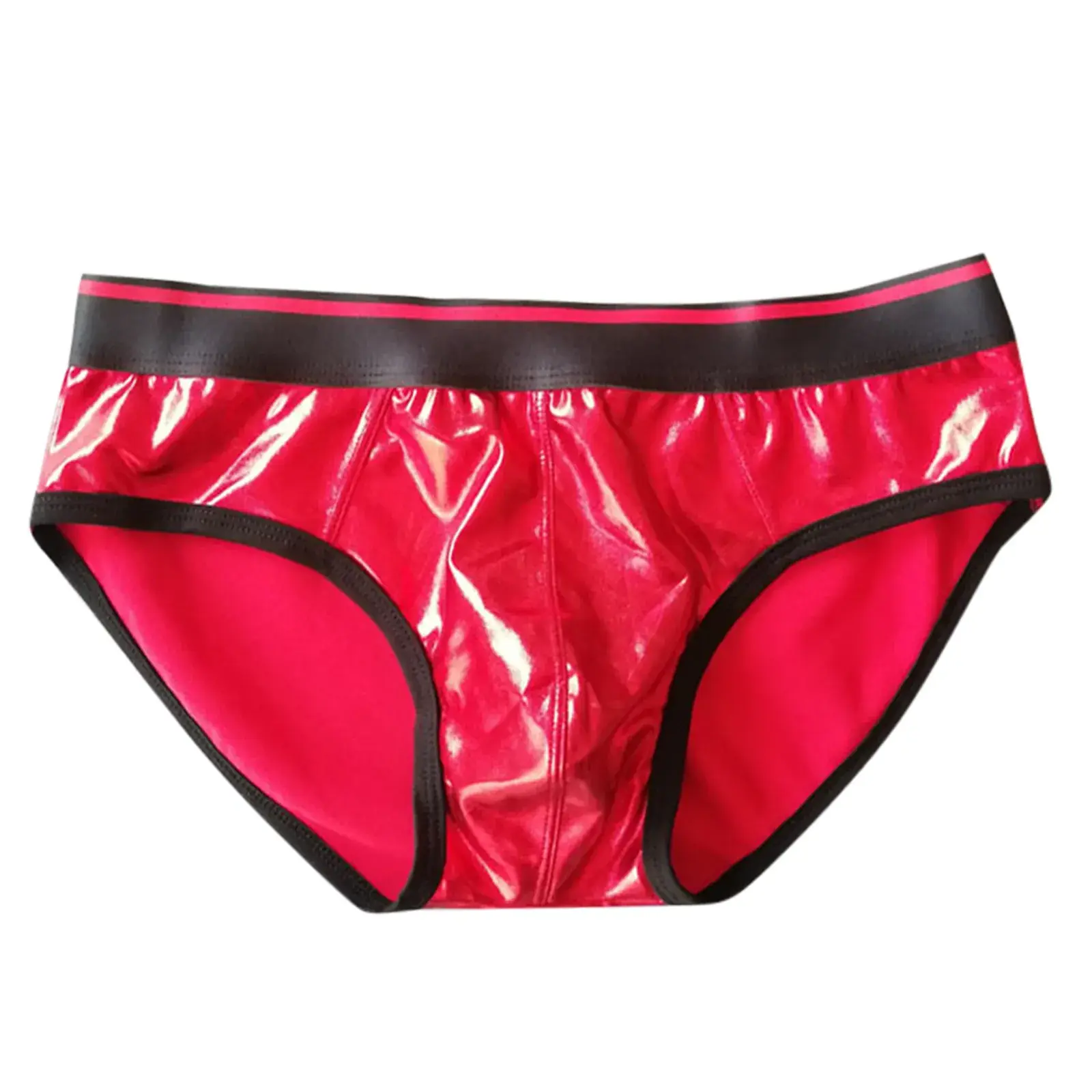 Calças triangulares masculinas de couro falso sexy reflexivo ouro diversão roupa interior elástica calças apertadas legal cueca homem japonês — image 2