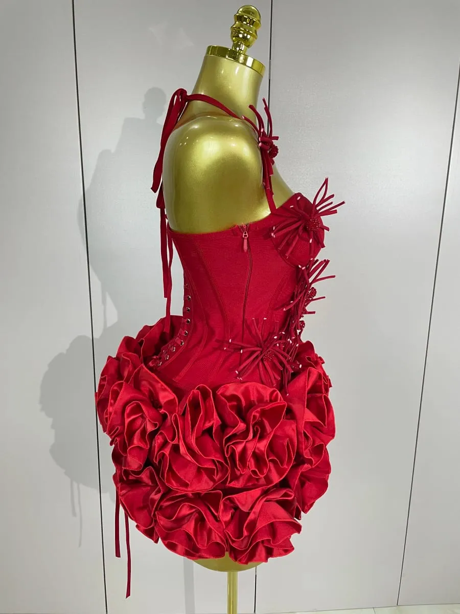 섹시한 홀터넥 댄스 파티 드레스 연예인 클럽 두 조각 세트 칵테일 우아한 여성 패션 럭셔리 생일 파티 레드 블랙 붕대 복장