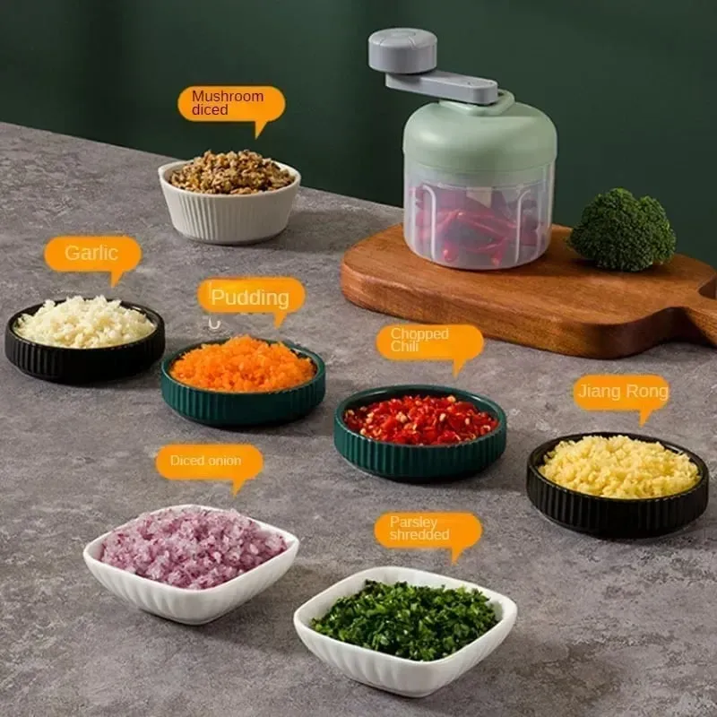 Perajang Sayuran Multifungsi Pengolah Makanan Kecil Manual Perajang Makanan Putar Tangan Alat Mincer Bawang Putih Gadget Dapur