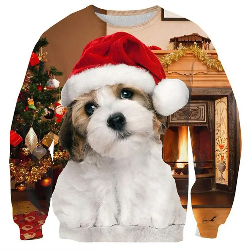 Ugly Christmas Sweater For Men Women Funny Novelty Xmas Sweatshirt 3d Printed Cartoon Animal Long Sleeve Pullover Hoodies Tops