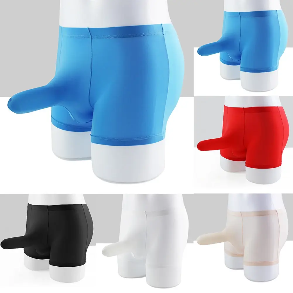 Sexy Men Underwear Elephant Nose Sheath Briefs Ice Silk Breathable Skin-friendly Underpants Temptation Erotic Underwear