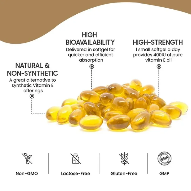 Vitamin E Supplements with Tocopherols & Safflower Oil Support Elasticity Shrink Pores Combat Aging & Antioxidant Immune — image 5
