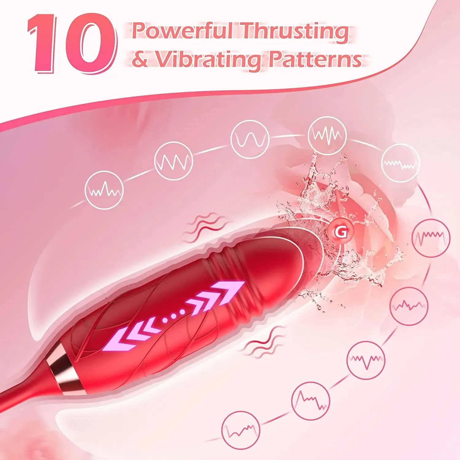 3 in 1 Thrusting Sucking Vibrator Rose Clitoral Stimulator G-Spot Massager Rechargeable Waterproof Sex Toy for Women