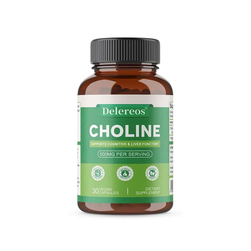 Choline 500mg - High Potency Choline Supplements Supports Cognitive Performance & Liver Function Vegan Capsules Non-GMO