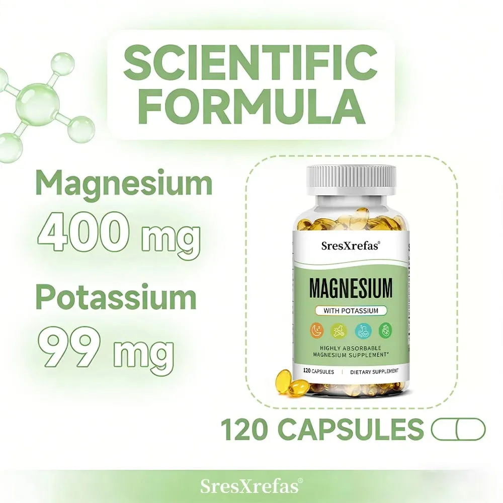 Magnesium Potassium Capsules for Beauty Sleep Quality Reduces Fatigue Headaches Cardiovascular Heart & Immune Health