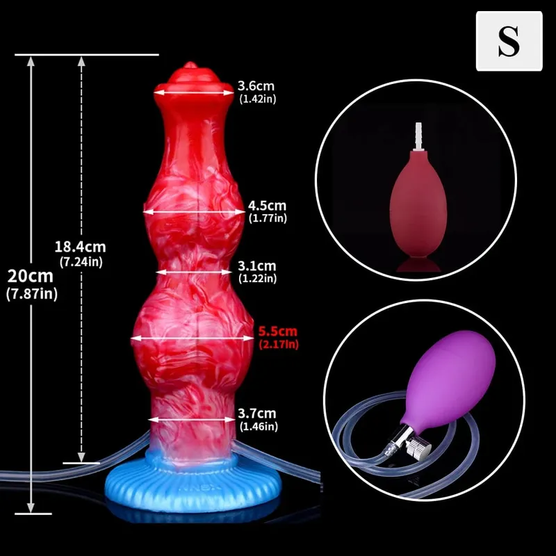 Kæmpe knude sprøjtende-oppustelig dildo med stærk sugekop Silikone oppustet analstik træner Begynder sexlegetøj til kvinder mænd
