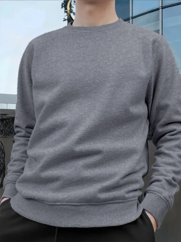 Men's Crew Neck Pullover Solid Color Large Sweatshirts Spring Autumn Outdoor Jogging Tops Men Casual Hoodies Streetwear