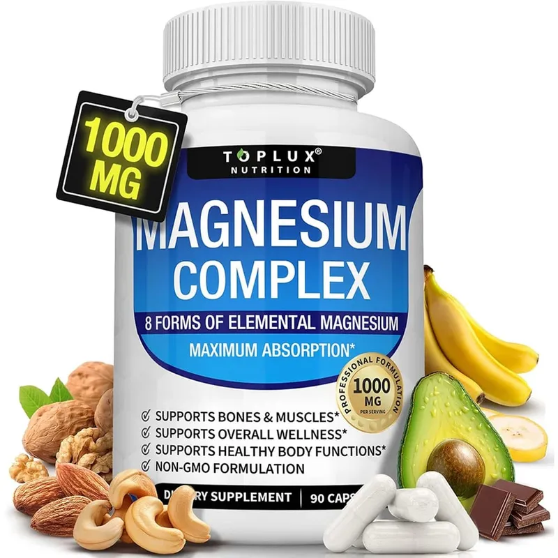 Magnesium Complex 1000mg 8 Elemental Magnesium Suplemen dengan Glycinate Citrate Oxide Aspartate Orotate Malate Taurate High Abs