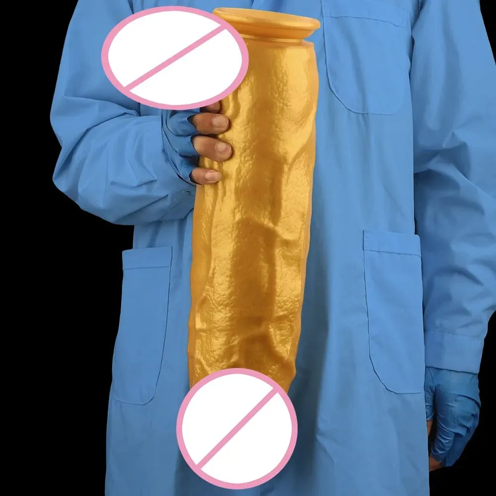 46cm Large Gold Silicone Dildo Anal Plug Sex Toy Realistic Penis Anal Dilator Fisting Masturbator Realistic Penis