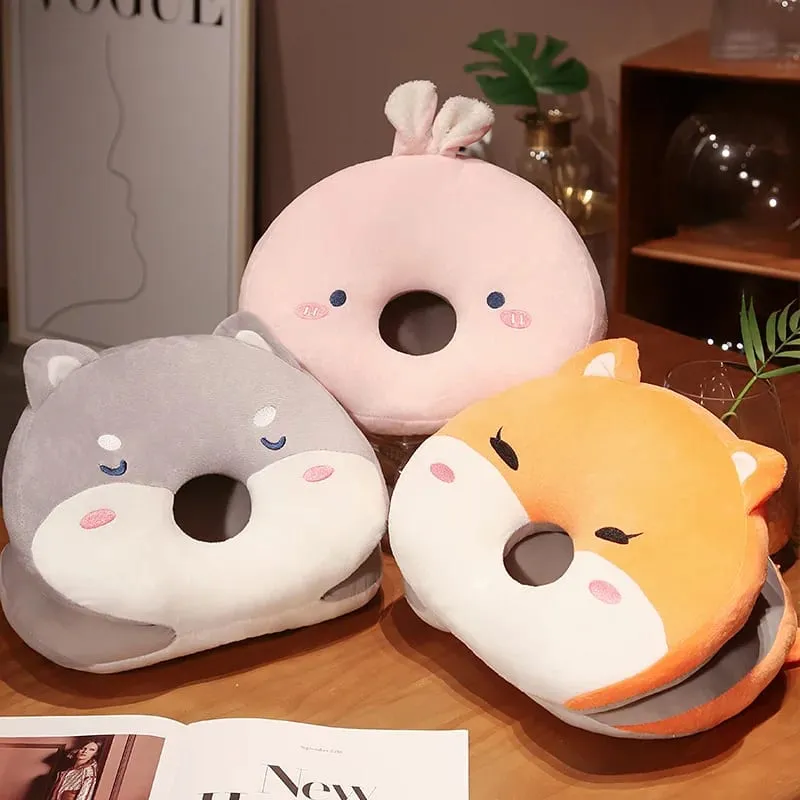 Rabbit Husky Fox Plush Nap Pillow Ice Silk Surface Cooling Sleep Cushion Office Desk Rest Pillow Home Travel Hug Pillow Gift