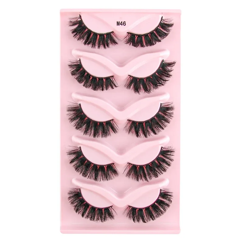Halve øjenvipper Katteøjevipper 3/5/10 par falske øjenvipper Fluffy Blødt naturligt udseende Klart bånd 3D Mink-vipperforlængelse makeup — image 27
