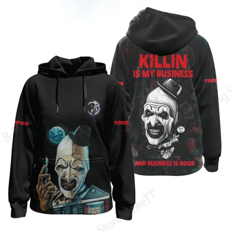 Horror Movie Terrifier Killer 3d Print Hoodie Men Women Fashion Long Sleeve Hoodies Halloween Coat Men Sweatshirt Winter Clothes