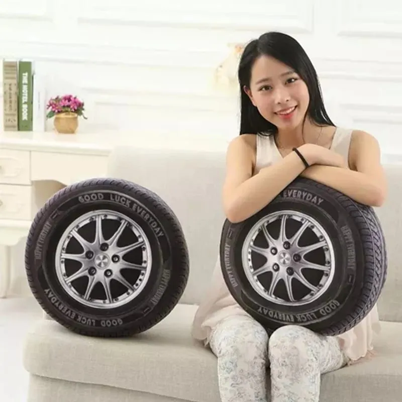 3D Simulation Car Tire Plush Pillow Realistic Printed Wheel Cushion Creative Funny Sofa Throw Pillow Auto Enthusiast Decor Gift — image 4