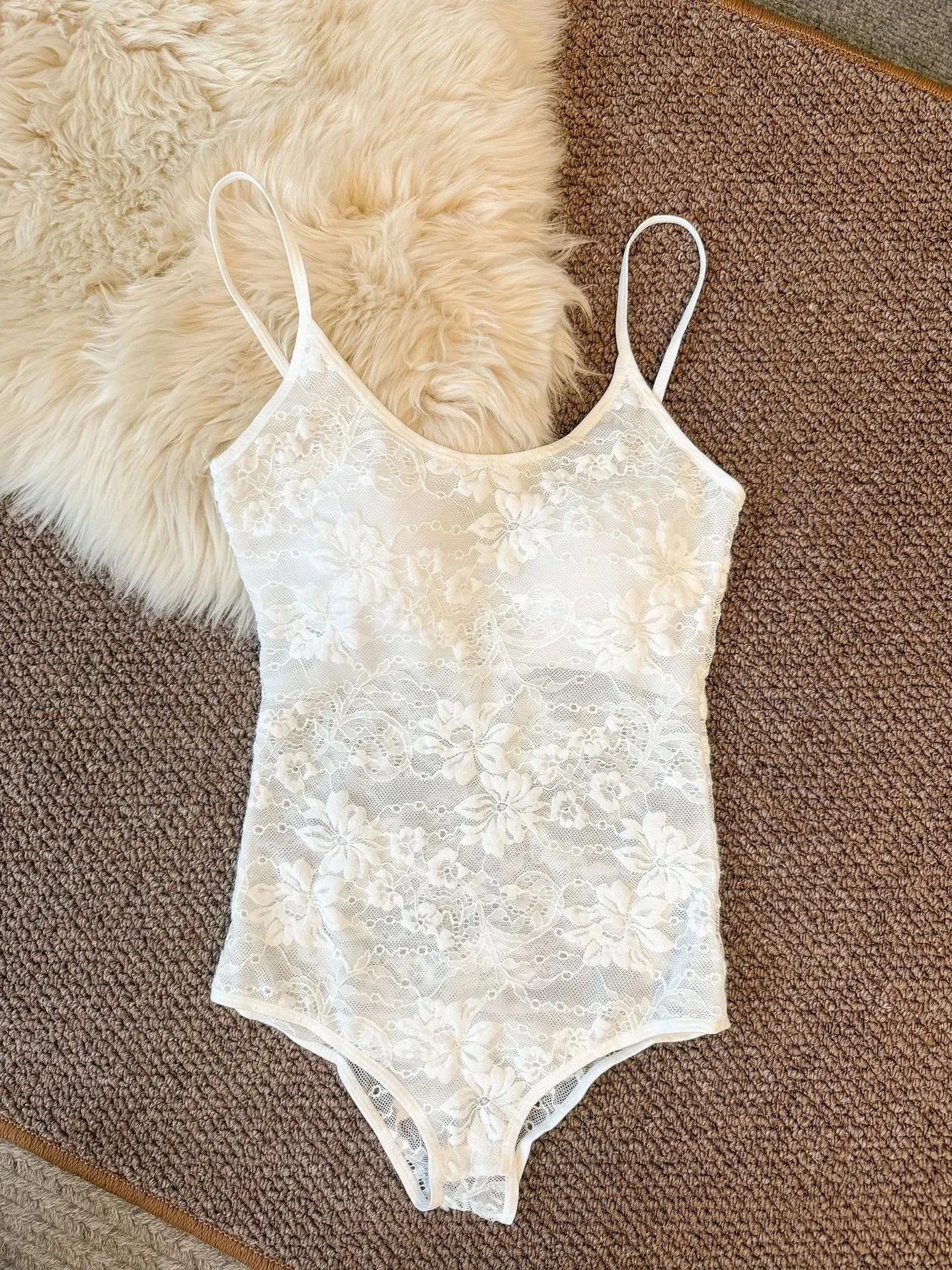 Sexy See Through Lace With Lining Elastic Spaghetti Strap Bodysuit Woman Sling Tight Short Jumpsuit Slim Fit Rompers Playsuits