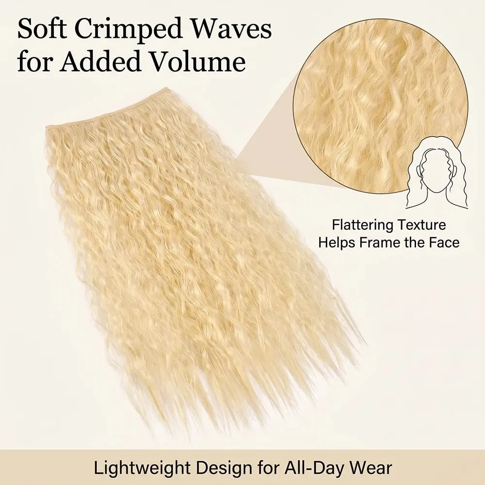 22" 1 Piece Light Blonde Corn Wave Clip In Hair Extensions Thick Full Head Synthetic Hairpiece for Women Natural Heat Resistant