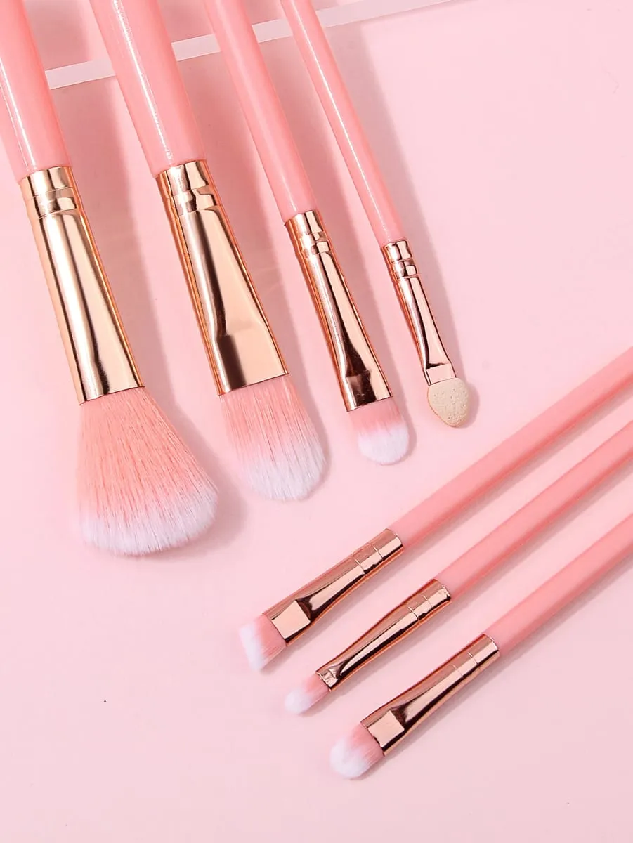 10Pcs Makeup Brush Set Soft Cosmetic Brushes Kit With Makeup Sponge Triangle Powder Puff For Face Eye Daily Beauty Makeup Tools