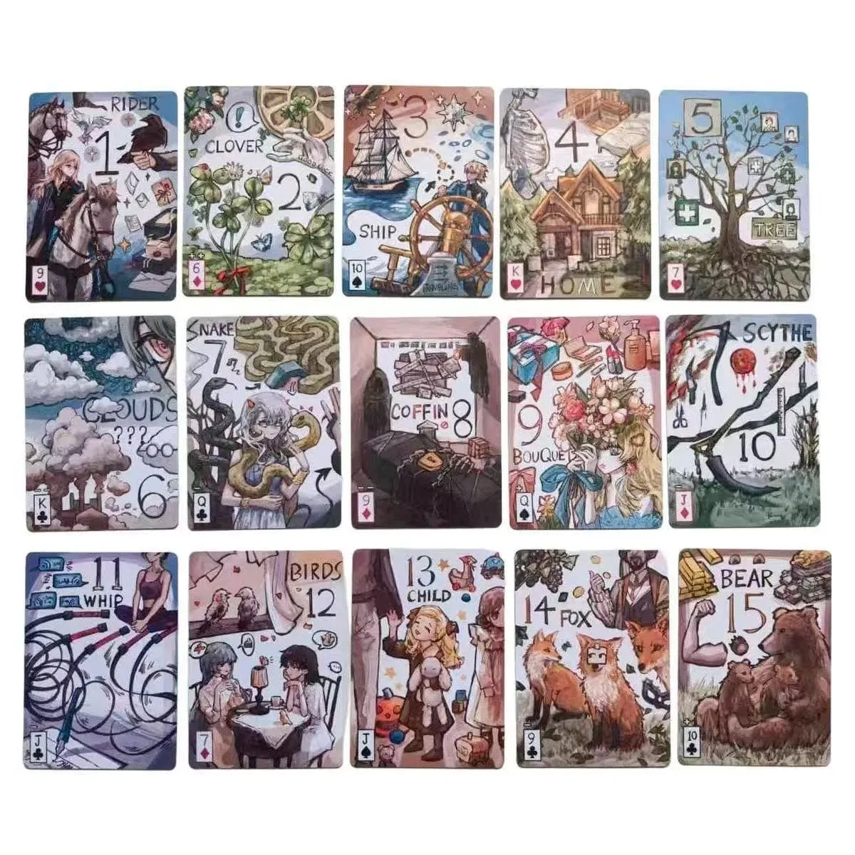Simple Primitive Lenormand Tabletop Game 44-Piece Tarot Card Deck for Divination And Fortune Telling