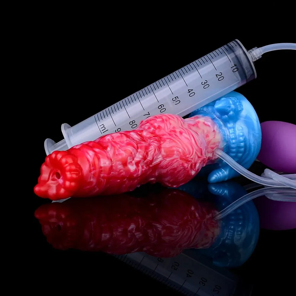 Kæmpe knude sprøjtende-oppustelig dildo med stærk sugekop Silikone oppustet analstik træner Begynder sexlegetøj til kvinder mænd