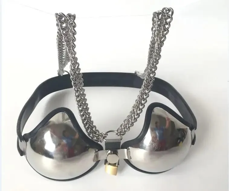 Female Adjustable Stainless Steel Band Bra Brassiere Breast Form With Lock Bondage Chastity Belt Device Ddsm Sex Toy 3 Color