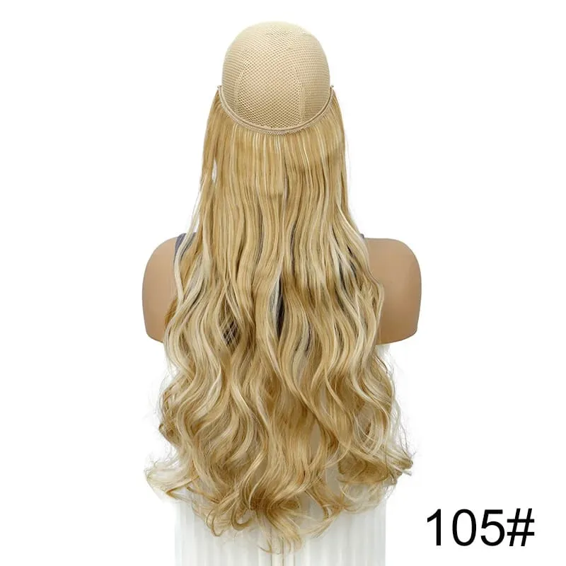 20Inch Synthetic Long Curly Invisible Wire Hair Extensions Headband Heat Resistant No Clips Hairpiece for Women — image 13