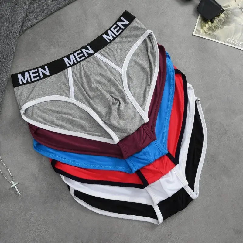 1Pcs/Set Men's Viscose Letter Panties Seamless High Quality Breathable Underpants Male Elastic Soft Comfortable Underwear S-XL