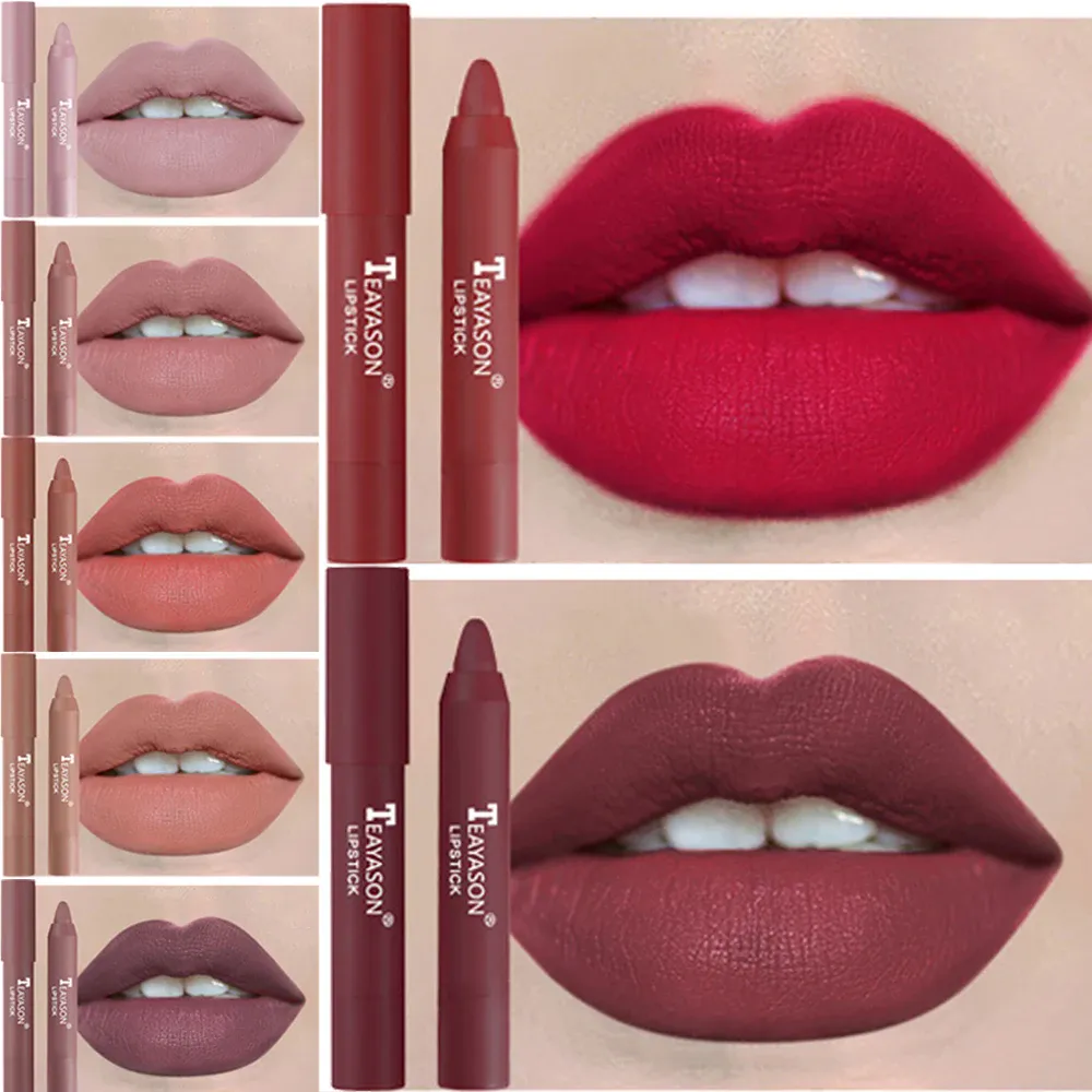 12 Colors Velvet Matte Lipsticks Pencil Waterproof Long Lasting Sexy Red Lip Stick on-Stick Cup Makeup Lip Tint Pen Cosmetic