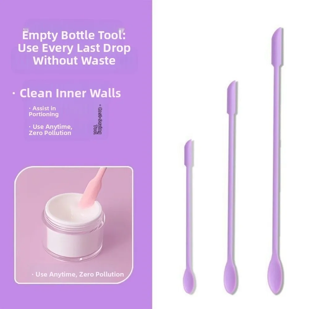 3pcs Portable Mini Silicone Scraper Double-head Lengthened Face Mask Brush Soft Cosmetic Digging Spoon Makeup Brushes Set