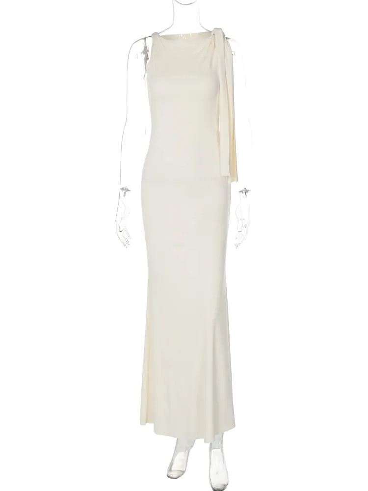 Hugcitar Fashion Solid O Neck Sleeveless Patchwork Sexy Bodycon Maxi Prom Dress Summer Women Clothes Party Festival Club Y2K