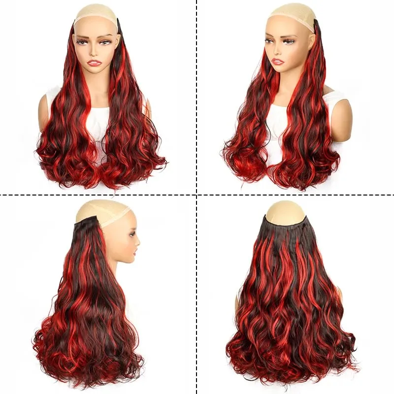 18Inch Synthetic Long Curly Hair Extension One Piece Highlight Rainbow Clip In Hair Extensions Fashion Hairpiece for Women — image 4