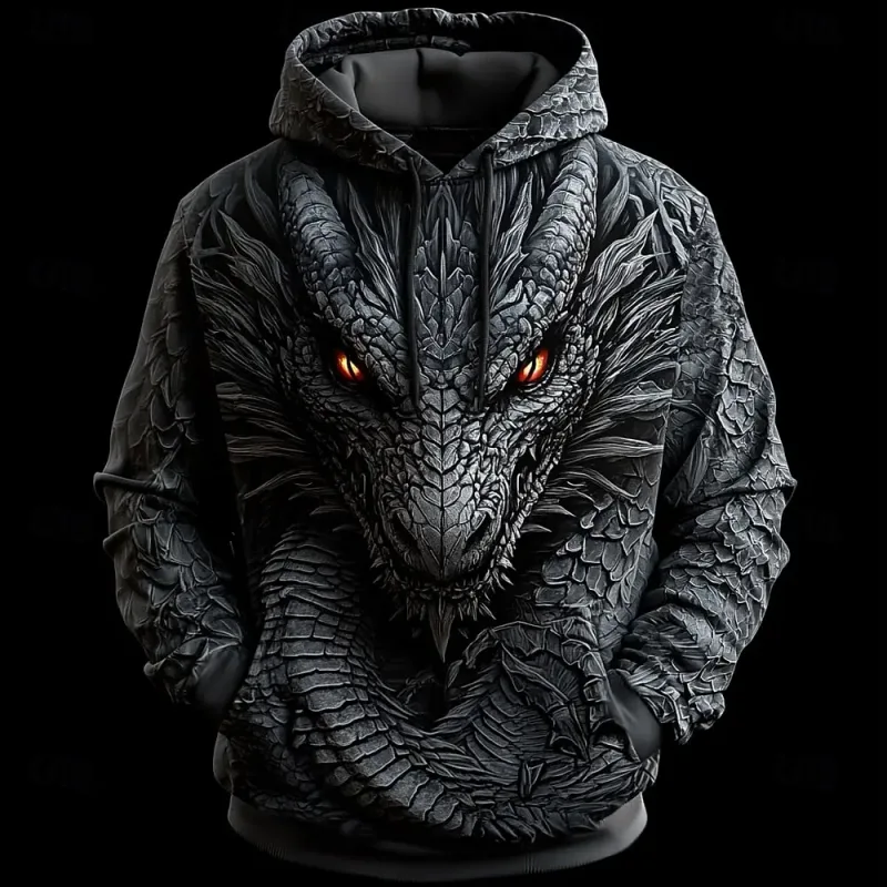 Men's Dragon 3D Hoodies Sweatshirts Fashion Cool Daily Long Sleeve Crew Neck Party Holiday Streetwear Fall Winter Tracksuit Coat