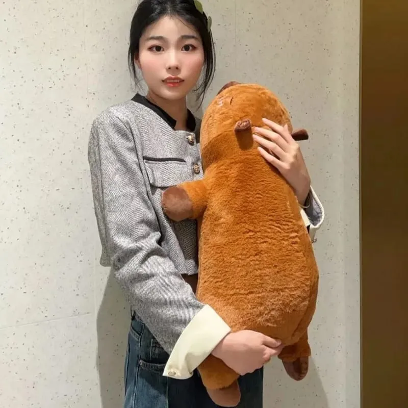 Kawaii Capybara หมอน Plush ยาวตุ๊กตาสัตว์ยัดไส้นุ่มน่ารัก Cuddly เบาะสำหรับเตียงโซฟา Sleeping Nap Home Decor