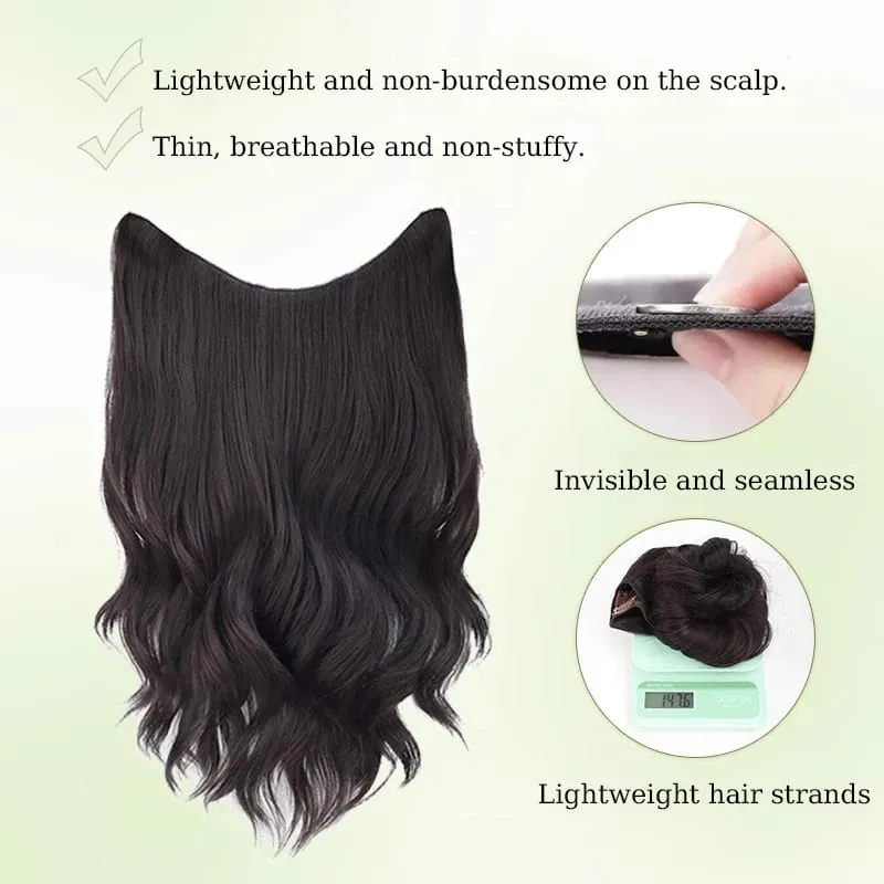 Synthetic Black Wavy Clip in Hair Extensions Hairpiece U-shaped Hair Extensions with 5 Clips for Women Girls Daily Use Soft Hair — image 2