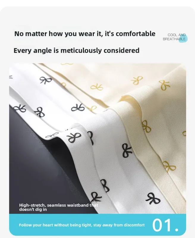 Male Seamless Ice Silk Briefs Cute Heart Bowknot Print 3D Molded Pouch Low Rise Soft Breathable Men Underpants — image 15