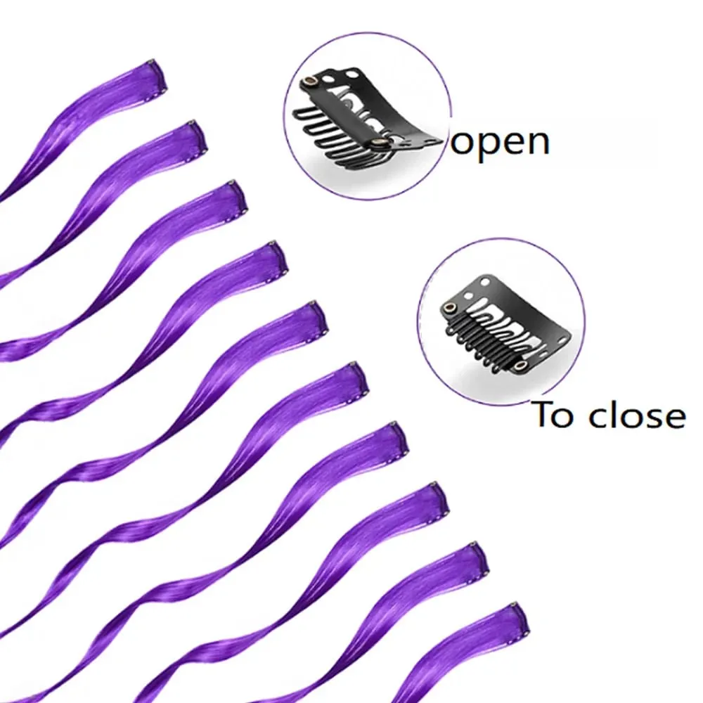 10 piece set of colored curly hair extensions clip style highlight hair patches single clip style one-piece women's dark hair