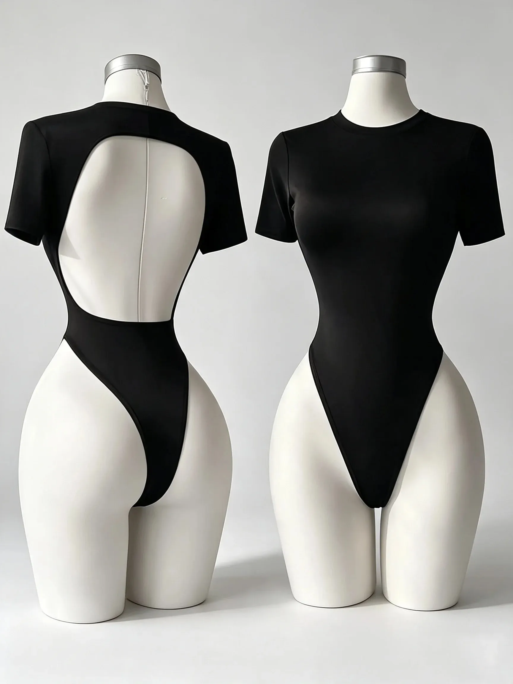 Women's High-Quality Backless Bodysuit Basic Solid Color Comfortable Fit Underwear — image 2