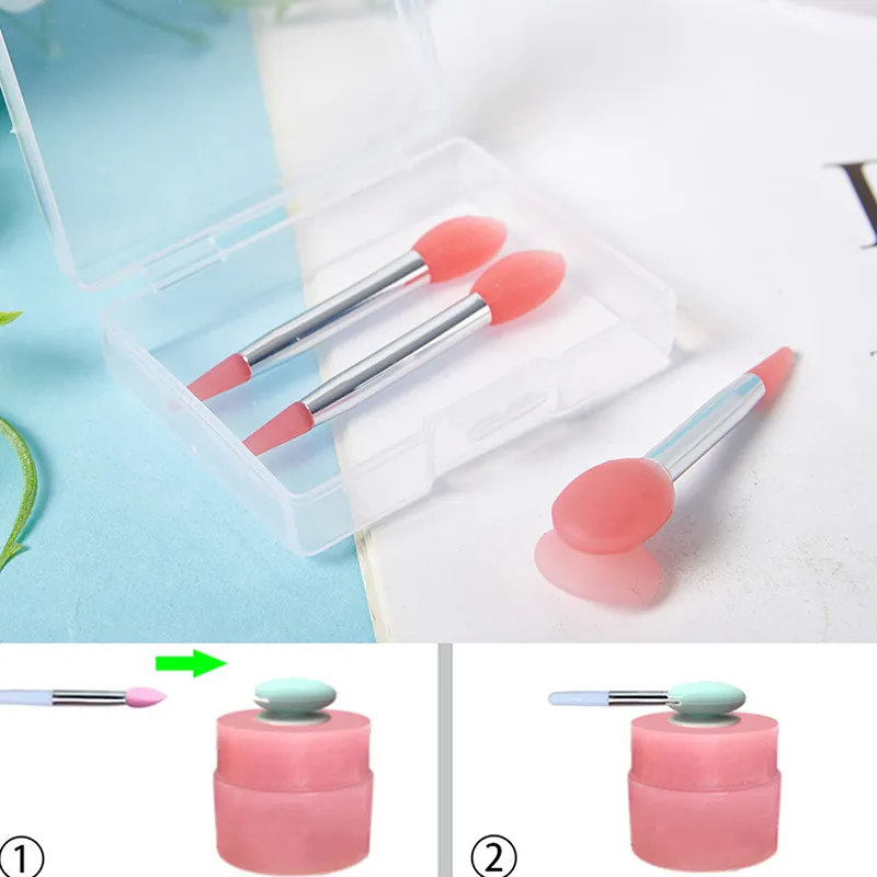 【M】 3 PCS Bálsamos Labiais de Silicone Escova de Máscara Labial com Ventosa Capa de Poeira Pincéis de Maquiagem Filme Labial Anti-perda Capa de Poeira