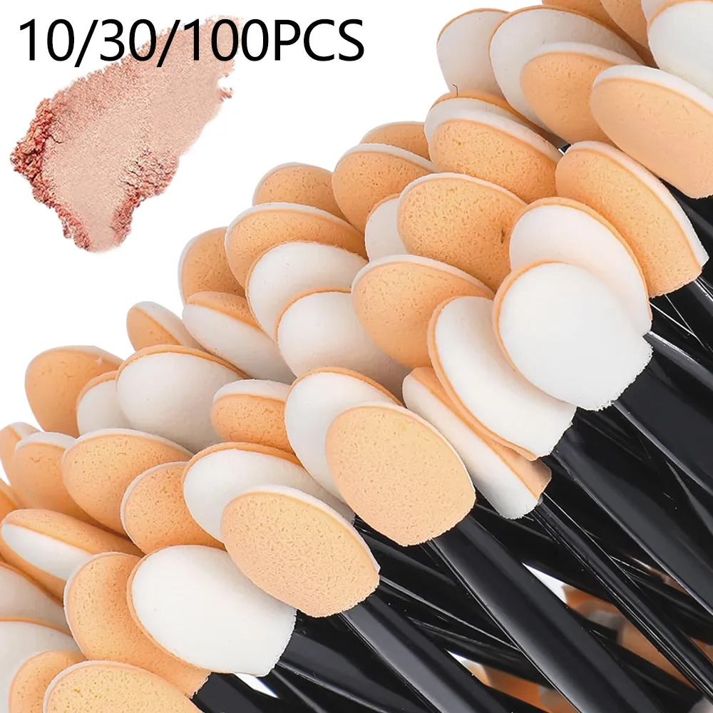 10/30/100pcs Double Ended Eyeshadow Brush Eyeshadow Applicators 6.2cm Makeup Sponge Brushes For Women Cosmetic Beauty Tool — image 1