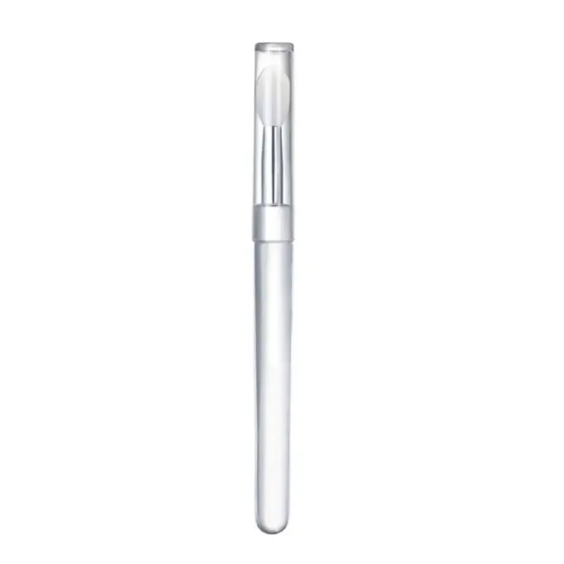 Pincéis labiais femininos com alça de cristal transparente, pincéis labiais de silicone com tampa contra poeira, aplicador de maquiagem, ferramenta cosmética, 1 peça