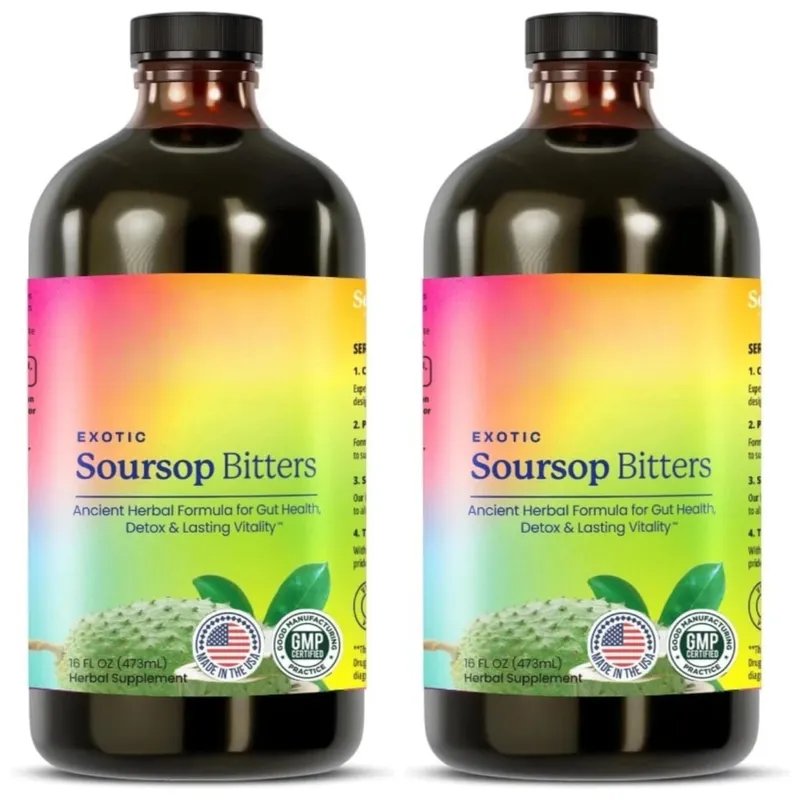 Soursop Bitters Liquid Herbal Extract Plant Based Guanabana Blend with Ginger Turmeric and Sea Moss Daily Wellness Supplement