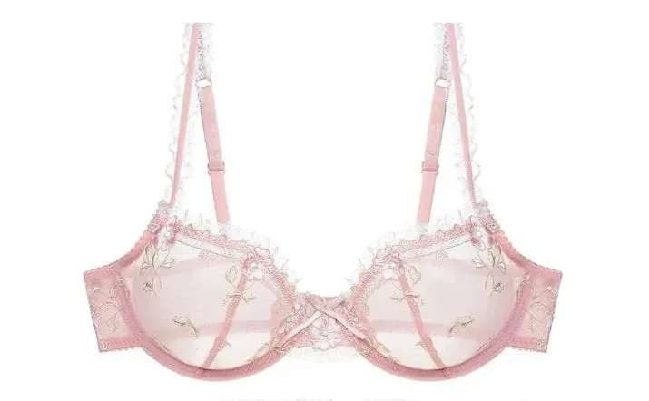Women White French Lace Underwear Set Floral Embroidery Mesh Push‑Up Bra Kit Plus Size Soft Comfort Intimate Outfit