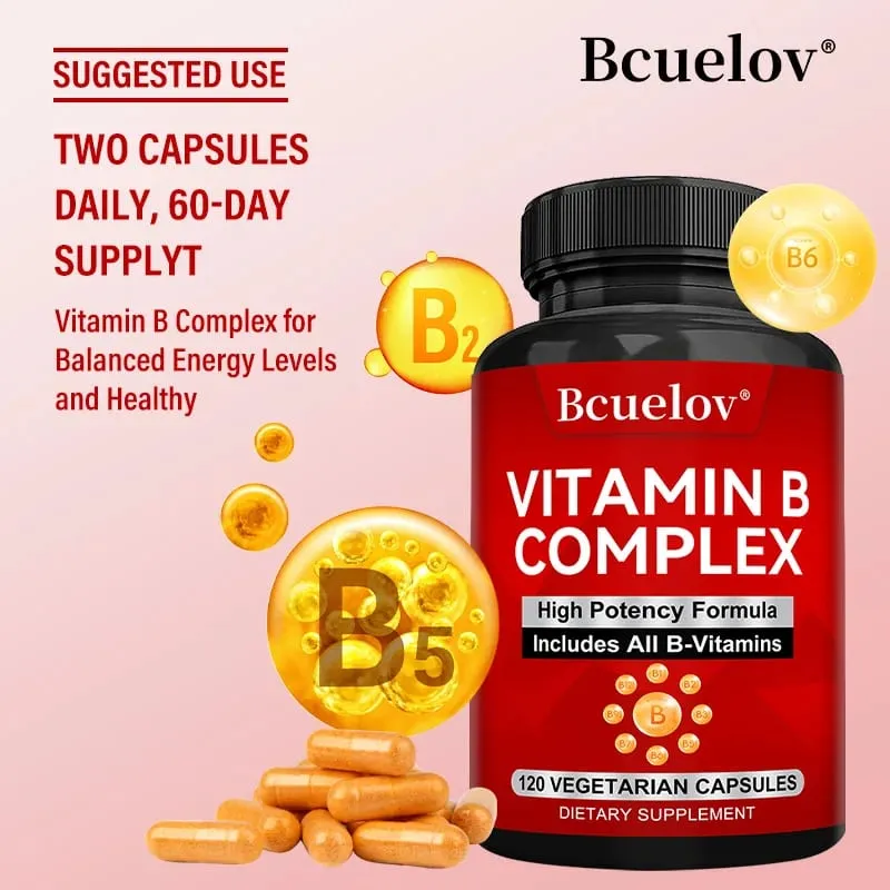 B komplex vitaminok – minden B-vitamin, beleértve a B12 B1 B2 B3 B5 B6 B7 B9 folsavat – Támogatja az egészséges energiaanyagcserét