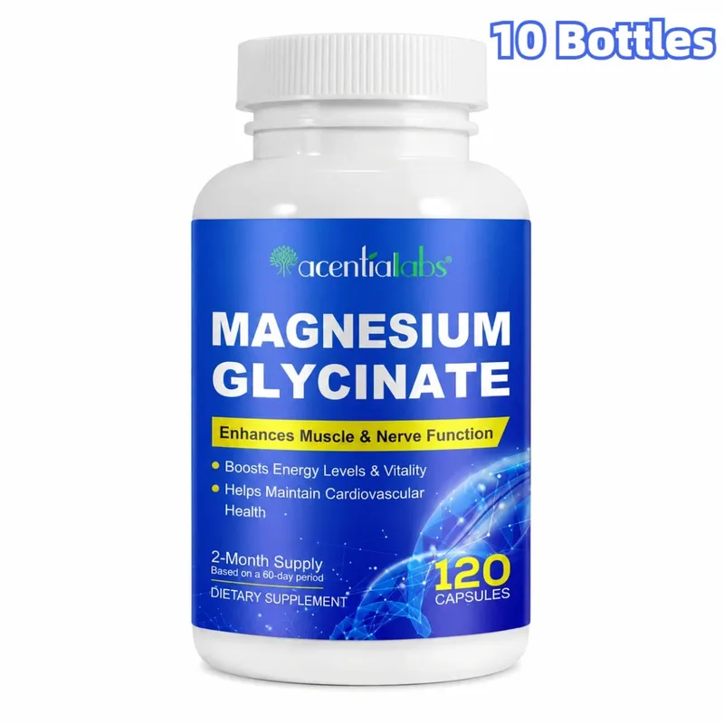 Acentiallabs Magnesium Glycinate 120 Capsules - Pure Organic Vegetarian Supports Bone Health Sleep & Muscle Nerve Support
