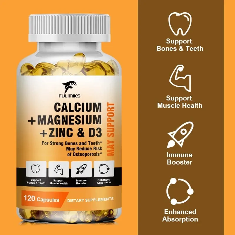 Bone Support Capsules Calcium Magnesium Zinc with D3 Enhances Absorption Supports Bone Strength Immunity & Muscle Health — image 3