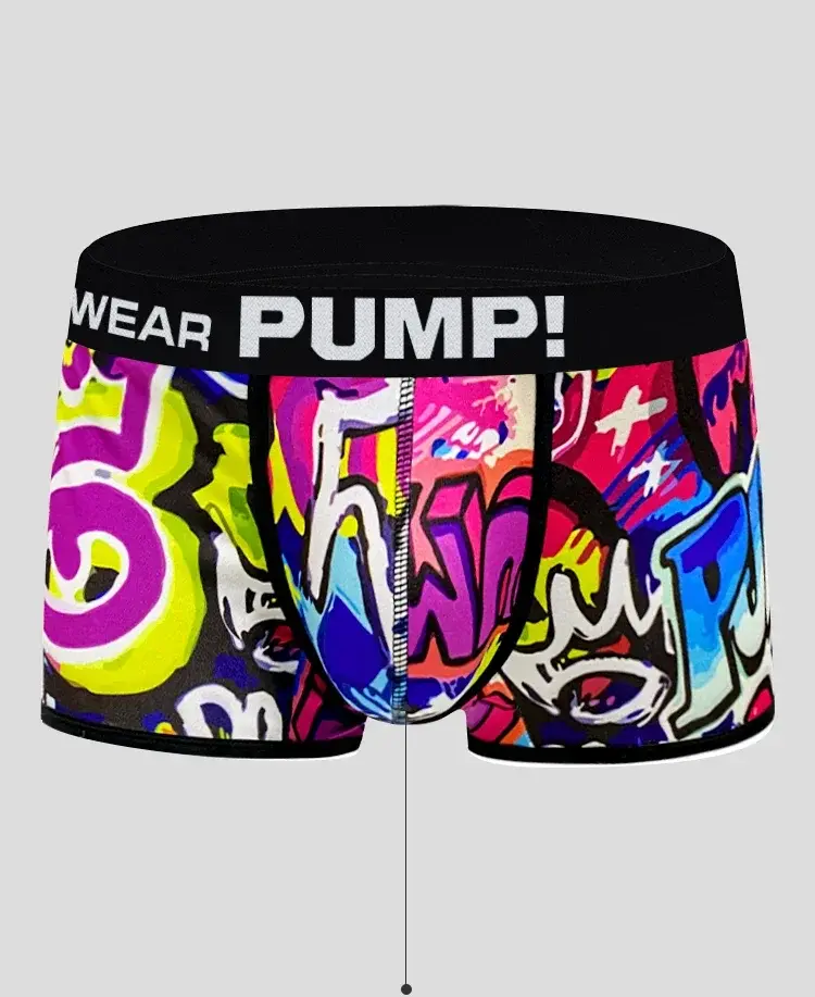 1- 4PCS Men's Cotton Nylon Blend Boxer Briefs All-Over Graffiti Print Wide Elastic Waistband Non-Tight Fashion Sport Underwear