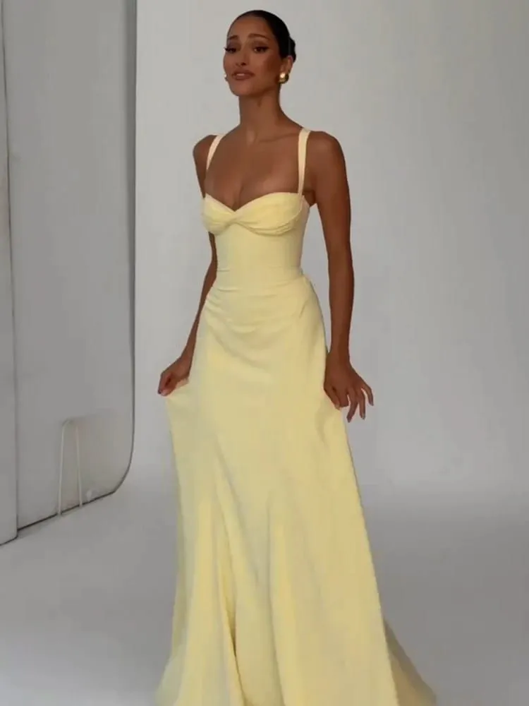 Lady Sexy Strapless Split Solid Pleated Dress Women Chic Backless High Waist Off-shoulder Dresses 2026 New Evening Party Gowns