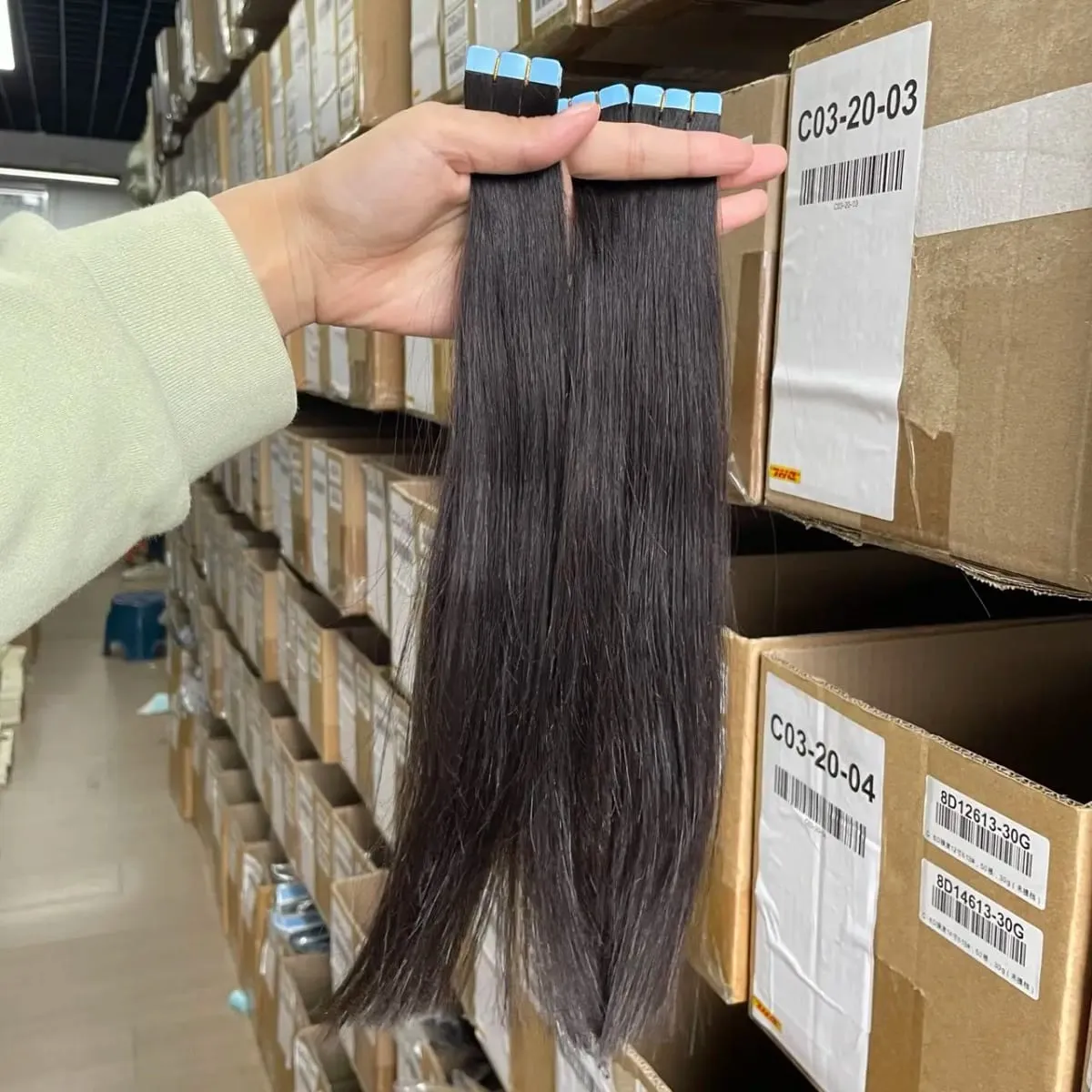 Tape in Human Hair Extensions 12-20 inches Mini Tape Hair Extension Straight 10pcs Machine Remy Invisible Adhesive Tape Hair