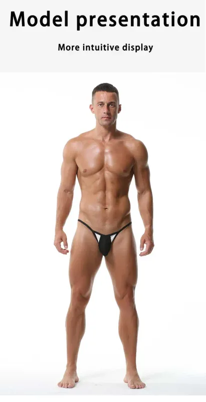 Slip en soie glacée pour hommes avec devant ouvert et taille réglable - Sous-vêtements respirants sexy d'été pour un ajustement confortable — image 18